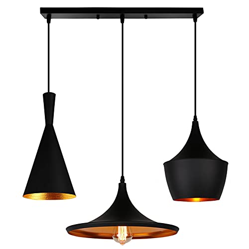 Lampadario industriale vintage ottone e nero CHIGAGO W2