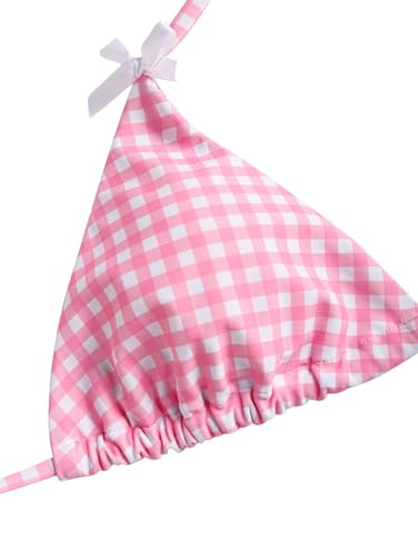 ZAFUL Women's Sexy Halter Bikini Sets Bow Decor Tiny Floral Print Bikini Swimsuits Tie Side Triangle Bathing Suits (Light Pink, S), Small - Image 4