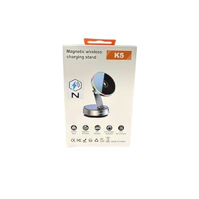 NEXVIO K5 Magnetic Wireless Charging Stand, 15W Fast Charging, 360 Degree Rotation, Suction Base, Aluminum Alloy, Compatible with iPhone 16 15 14 13 12, Samsung Galaxy S25 S24 S23