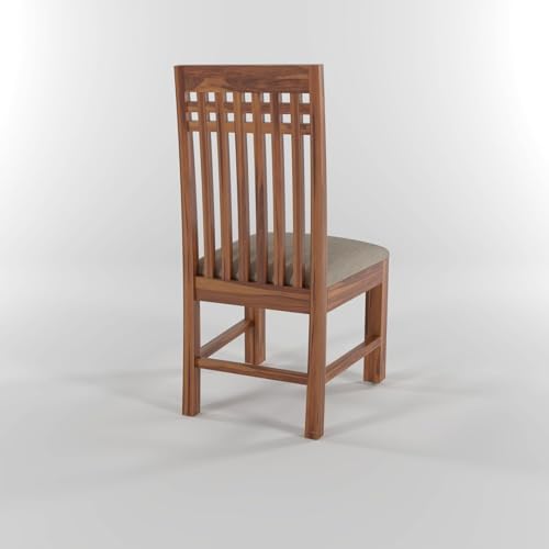 Image of Solid Sheesham Wood Dining Chairs Only | Wooden Set of 2 Dinning Chair for Kitchen & Dining Room | Chairs with Cushion | Rosewood, Honey Finish
