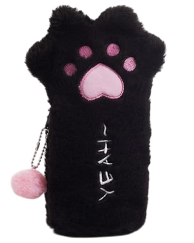 UYRVAPE Trousse à Crayons en Peluche, Trousse en Griffes de Chat, Papeterie Étudiant, Noir