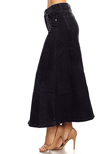 Women’s Plus/Junior Size Mid Rise A-Line Long Jeans Maxi Denim Skirt2