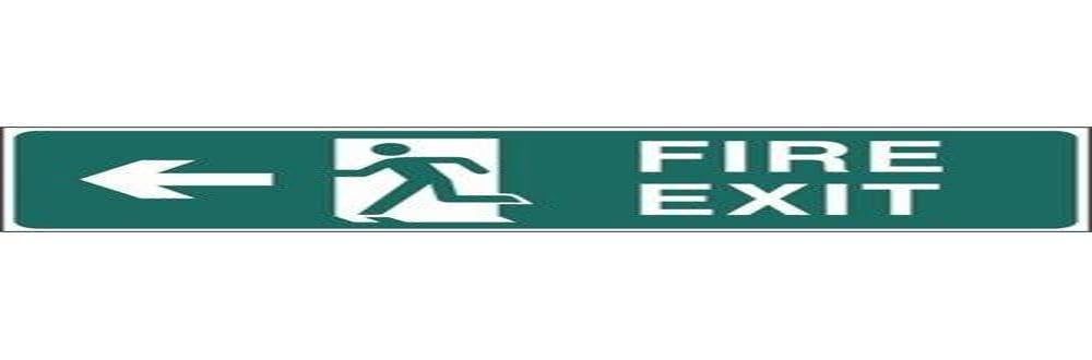 Stalwart W303 Fire Exit Arrow Left Sign, Self Adhesive, Vinyl, 150 mm x 450 mm