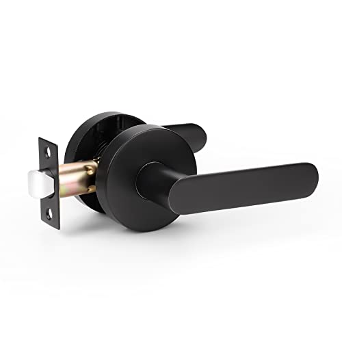 KNOBWELL 1 Pack Matte Black Door Handles, Passage Door Levers for Hallway and Closet, Black Interior Door Handles 1.94 lb One Lever