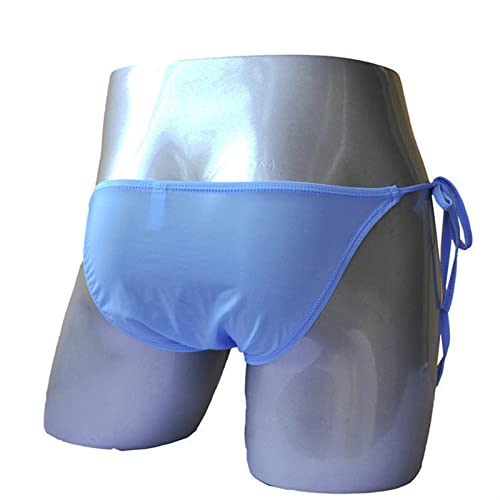 JEsilunmaMY Mens Sissy G-String Thongs Ice Silk Side Tie Pouch Underwear Bikini Briefs Lace Up Breathable Panties Swimwear3