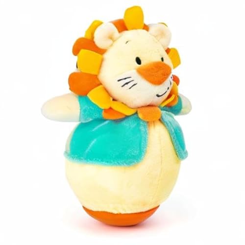 Small Foot Roly Poly Löwe, Stehauffigur aus Plüsch zum Greifen und Fühlen, Lernspielzeug für Baby und Kleinkind, 11426