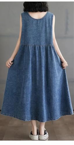 Women's Sleeveless Slim Fit Casual Denim Dress Loose Vest Dress2
