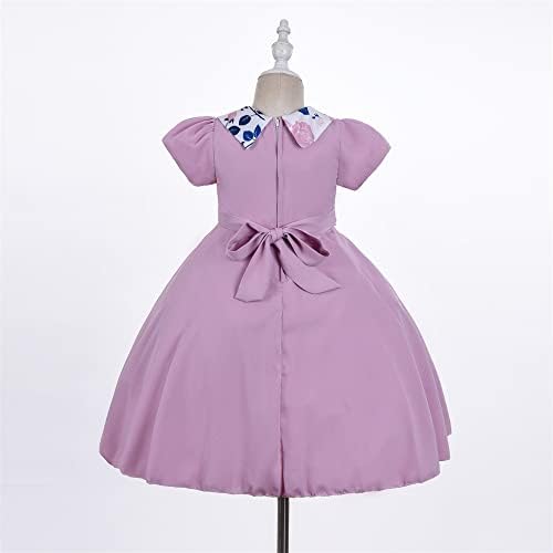Cosplay Life Floral Dress for Girls and Young Adults Fashion Flower Waistline Kids Party Festival Dress Ages 5-9 Years Old (Onion, 9YRS) — view 2