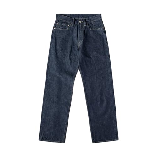 Men’S Vintage Straight Fit Sanforized Selvedge Denim Full Length Jeans Zipper Fly High Waist Midweight Daily Wear Pants
