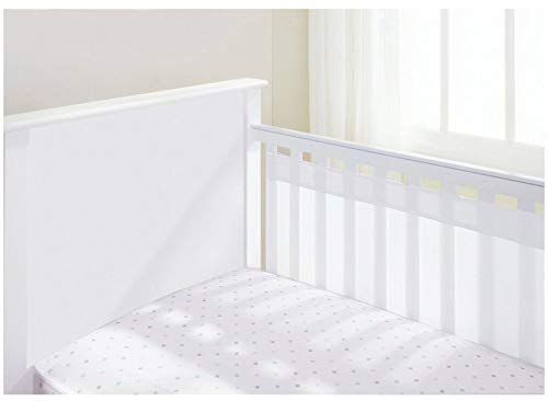 AirflowBaby, Essential 2mm Breathable Mesh Liner For Cots with 120x60cm or 140x70cm Mattress, White, 35cm Tall Style Covers 2 Sides, Non-Padded Single Layer Cot Bumper Alternative, Safety Tested