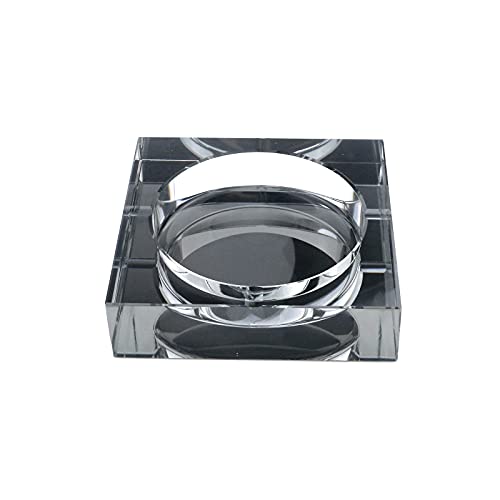 Semetall Large Glass Ashtrays,Modern Clear Ashtray For Office,Indoor,Outdoor,Patio,Home Decor(Black,Square,6"X6") #TOP1