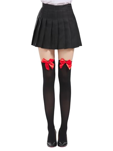 Image of SOUTHRO Thigh High Stockings & Fishnet Tights with Bow, Cute Kawaii Socks | Soft Nylon, Velvet & Satin Bow Styles; Thigh High, Knee High or Footed Tights; for Coquette, Halloween, Cosplay & Date