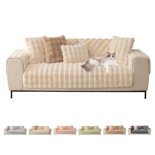 ShowyLive Sofa Covers 1 2 3 4 Seater Couch Covers,Thick Corner Sofa Slipcover L Shape Chaise Longue Furniture Protection for Living Room- Super Soft Armrest/Backrest Covers (Beige