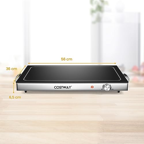 COSTWAY 56 x 36cm Warmhalteplatte elektrisch Speisewärmer mit Heizplattenfunktion von 50℃ bis 120℃, Temperaturregler, Buffetwärmer Edelstahl Warmhaltegerät – Bild 6
