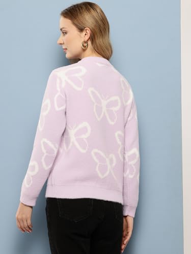 Image of Aarika Women Winter Wear Peach Colour Woolen Butterfly Sweater