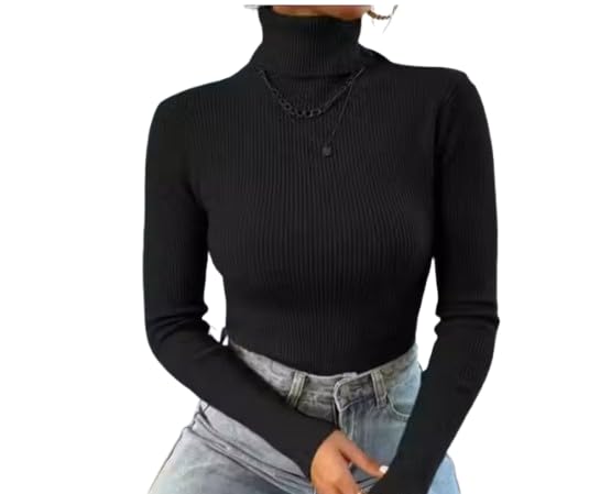 Double fold high Neck top for Women and Girls Black-picture-32
