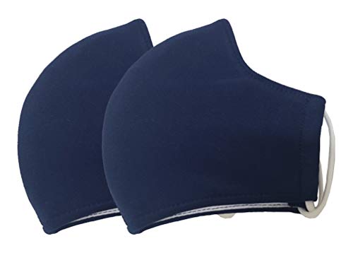 Triple Layers 2 Sets-Navy Blue Face Mask Polyester/Cotton Elastic Loop Washable