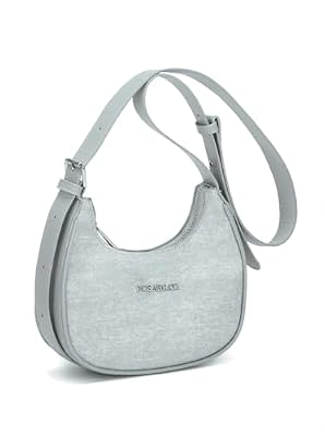 LAKCFSN Borsa a Spalla Donna con Strass, Hobo Bag Elegante in Pelle PU con Tracolla Regolabile, Borsetta a Mezzaluna per Cerimonia e Uscite, Azzurro
