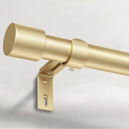 IFELS Heavy Duty Curtain Rods for Windows 66 to 120 Inch 1 Inch Gold Curtain Rod Adjustable Decorative Long Curtains Rods with Metal Finials Easy Installation and Modern Design (A2 Gold 30-120)