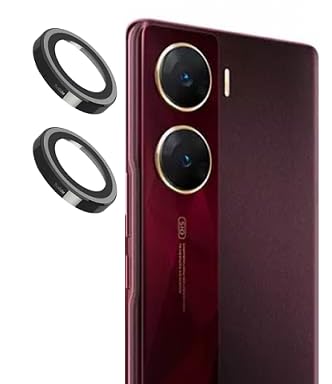 Image of [2 Pack for Vivo V29E 5G Camera Lens Protector Tempered Glass Scratch-Resistant Ultra-thin with Aluminum Edging-Black