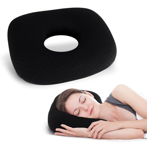 Ear Piercing Pillow for Side Sleepers, Ear Pillows with Holes for Pain, Earring Inflammation Pressure Sores, Cotton Earring Pillow for CNH Side Sleepers