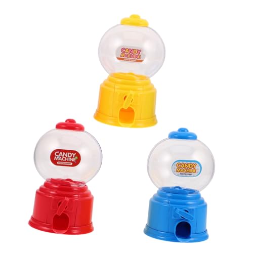 INOOMP 3 pezzi Mini Distributore Caramelle Piccolo e Portatile con Meccanismo Rotazione Dispenser Snack Divertente per Feste Rosso Blu e Giallo per Compleanni e Matrimoni