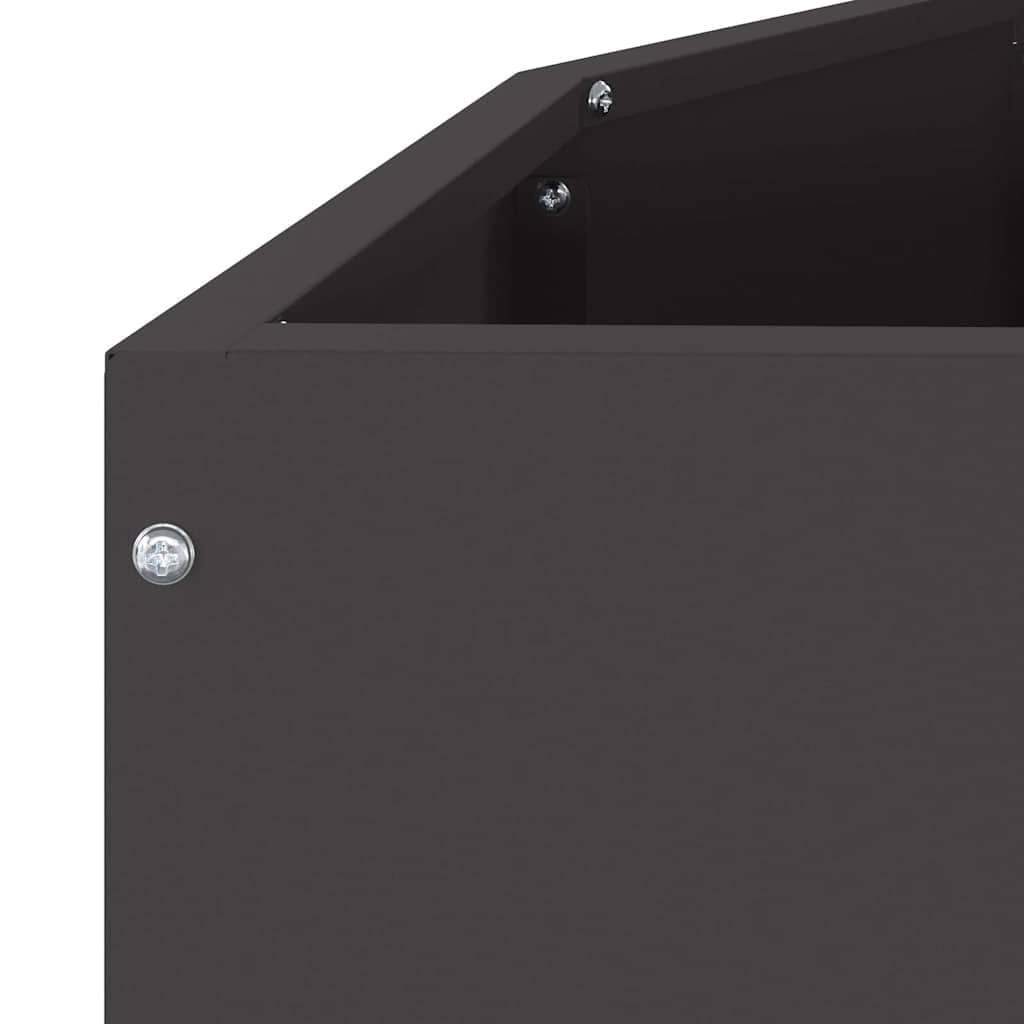 Moderner Halbrunder Pflanzkübel aus Stahl, 120 x 60 x 50 cm, schwarz für Garten und Terrasse