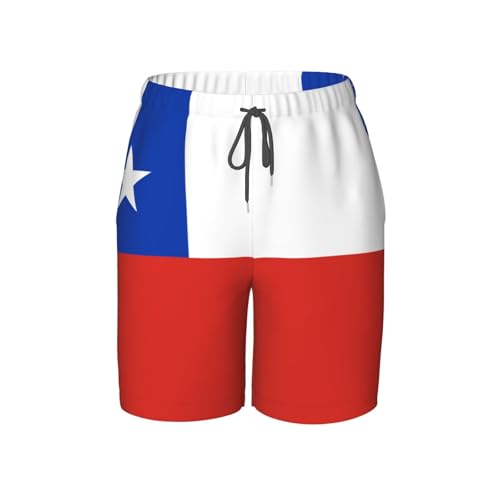 Flag of Chile Youth Beach Pants, Soft and Breathable, with Drawstring Waist, Suitable for Sports and Leisure.