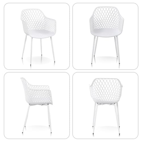 TAO ONE ダイニングチェア 4脚セット 食卓椅子 56x51x45cm 肘付き 椅子 リビングチェア おしゃれ いす 通気性 北欧 シンプル 軽量 オフィス 家庭用いす 室内・アウトドア ホワイト [3]