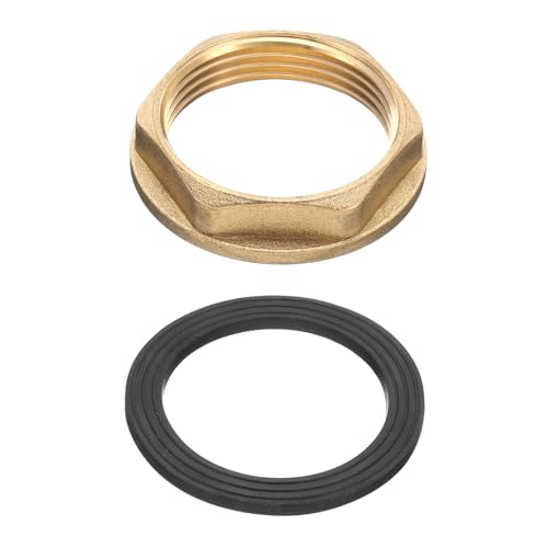 QUARKZMAN Dadi di Bloccaggio in Ottone per Raccordi per Tubi, Dado Esagonale Femmina BSP da 1-1/4 Pollici, Dado di Bloccaggio per Rubinetto a Foro Singolo con Guarnizione per Lavello