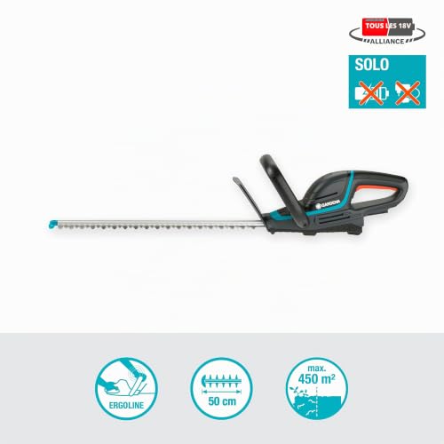 Gardena Taille-haies ComfortCut 50/18V P4A - sans chargeur ni batterie: Ergonomique, Géométrie de lame optimisée, Léger, Affichage du niveau de charge, Sans fil (14730-55)