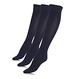 Junix Women’s Bamboo Knee High Socks 3 Pack Business Casual for Shoe Size 5-8 & 8-11 (Shoe Size 5-8, Navy)