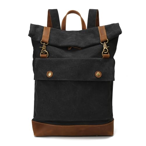 Mens Backpack Vintage Canvas Shoulder Bag Men Outdoor Travel Backpacks for Camping Outdoor Sport,Noir-32x11x45cm - Main Image