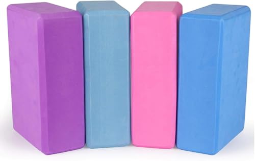 Image of High Density Yoga Block Bricks - Support for Poses & Meditation Set of 2 For Men Women Foaming Pilates Fitness Stretching Aid, Balance, Health, Sports, Gym Exercise (Multicolor)