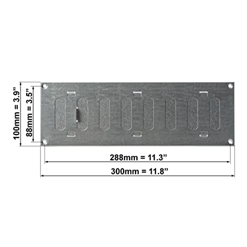 300x100 mm (12x4") Sliding Grille Made of Sheet Steel, galvanised Ventilation Grille, Made by Europlast, galvanised - Image 2