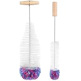 2 Stück Set Flaschenbürste,35cm Flaschenbürste kompatibel mit Sodastream Glasflasche,kratzerfreier Flaschenreiniger Bürste für Glaskaraffe/Sodaflaschen/Babyflaschen/Trinkflaschen,Weiß