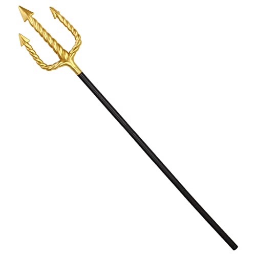 iiniim Halloween Dreizack 122cm Neptun-Dreizack Teufelsgabel Poseidon Dämon Teufel Maskerade Fasching Karneval Kostüm Zubehör Gold&Schwarz One Size Cover