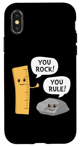 You Rock You Rule 面白い かわいい カワイイ ロックと定規 しゃれ スマホケース iPhone X/XS 用