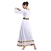 Women Metallic V Neck Praise Dance Dress Liturgical Worship Costume Bi Color Bell Long Sleeve Church Robe Praisewear