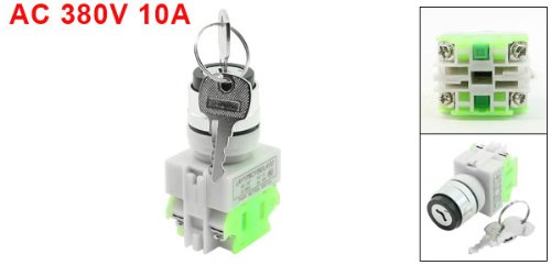 Sourcingmap On/Off/On Rotary Selector Select Switch W 2 Keys DPST, Green, White, Silver Tone, Black - Image 2