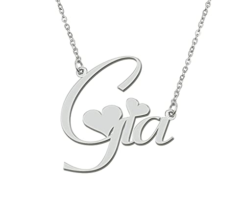 Aoloshow Stainless Steel Silver Gia Heart Name Necklace Womens Teens