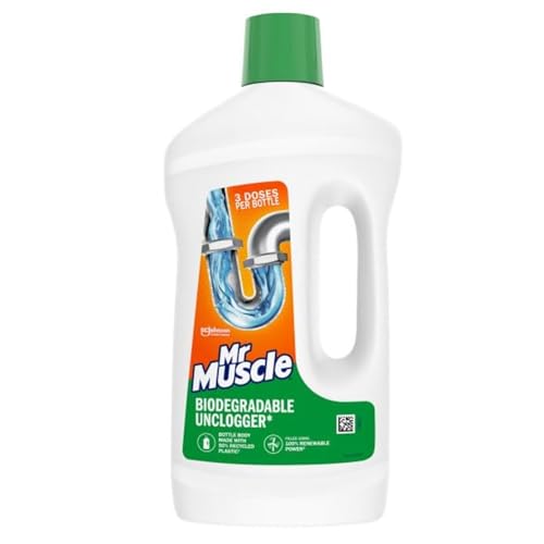 Mr Muscle Detergente e sgrassatore biodegradabile, formula biodegradabile per eliminare gli scarichi lenti, sicuro su tutti i tubi, 750 ml