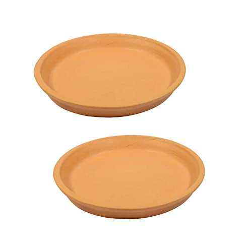 Image of Lasaki Round Ginger Ceramic Bottom Trays /Plate for Planter (6-inch, Set of 2) | Dripping Tray for Pots, Tray for Indoor & Outdoor Planters, Home Decor
