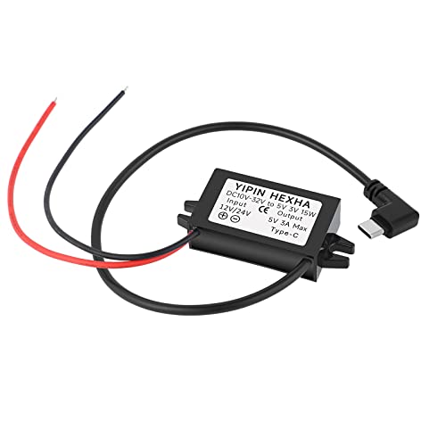 Image of DC 24V /12V to 5V USB Type-C Right Angle Step Down Converter Output 3A 15W Buck Module Power Adapter, Compatible with Raspberry Pi 4, Mobile Phones