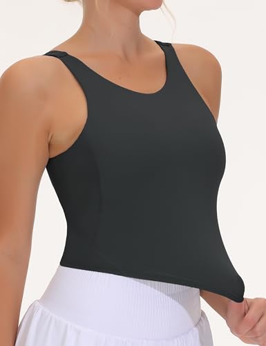 Image of THE GYM PEOPLE Women Sports Bra Sleeveless Padded Running Workout Tank Tops | U-Shaped Beauty Back, High-stretch fabric, Crop design, Sleeveless, Removable pads, Ideal for workout and daily wear