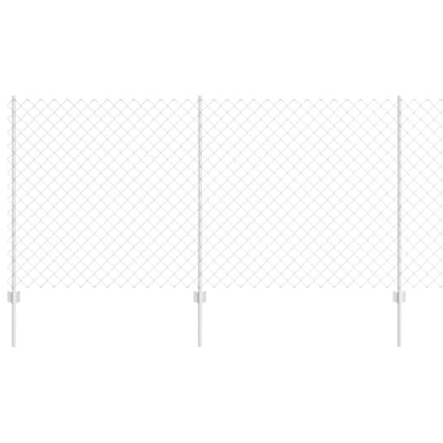 HETFTJN Clôture de Jardin en Acier Argenté, Set de Panneaux de Clôture en Treillis Métallique avec Poteaux pour Extérieur et Terrasse, Dimensions 2500 x...