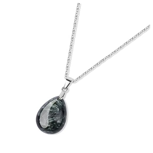 GAVU Teardrop Seraphinite Semi Precious Gemstone Necklace for Women