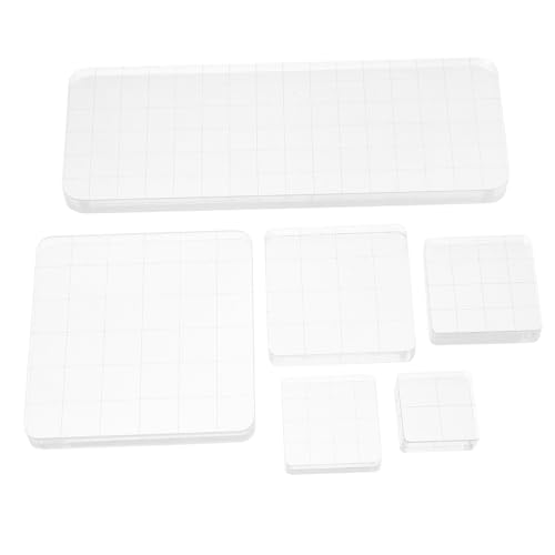 ARTIBETTER 6pc Acrylic Stamping Blocks Set Grid Lines for DIY Crafts Card Making Scrapbooking