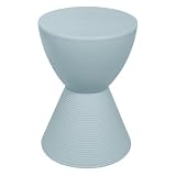 LeisureMod Modern Hourglass Side Table - ABS Shell Drum End Table with Storage for Indoor & Outdoor Use, Dusty Blue