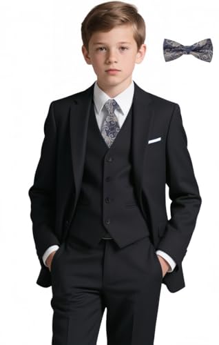 Boys Black Suit Size 7 Kids Formal Wedding Tuxedo Suits